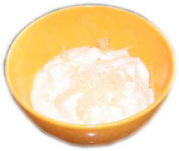jogurt naturalny, czosnek, s�l, miseczka porcelanowa